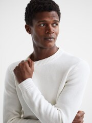 Reiss Ecru Cole Ribbed Crew Neck Jumper - Image 4 of 6