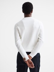Reiss Ecru Cole Ribbed Crew Neck Jumper - Image 5 of 6