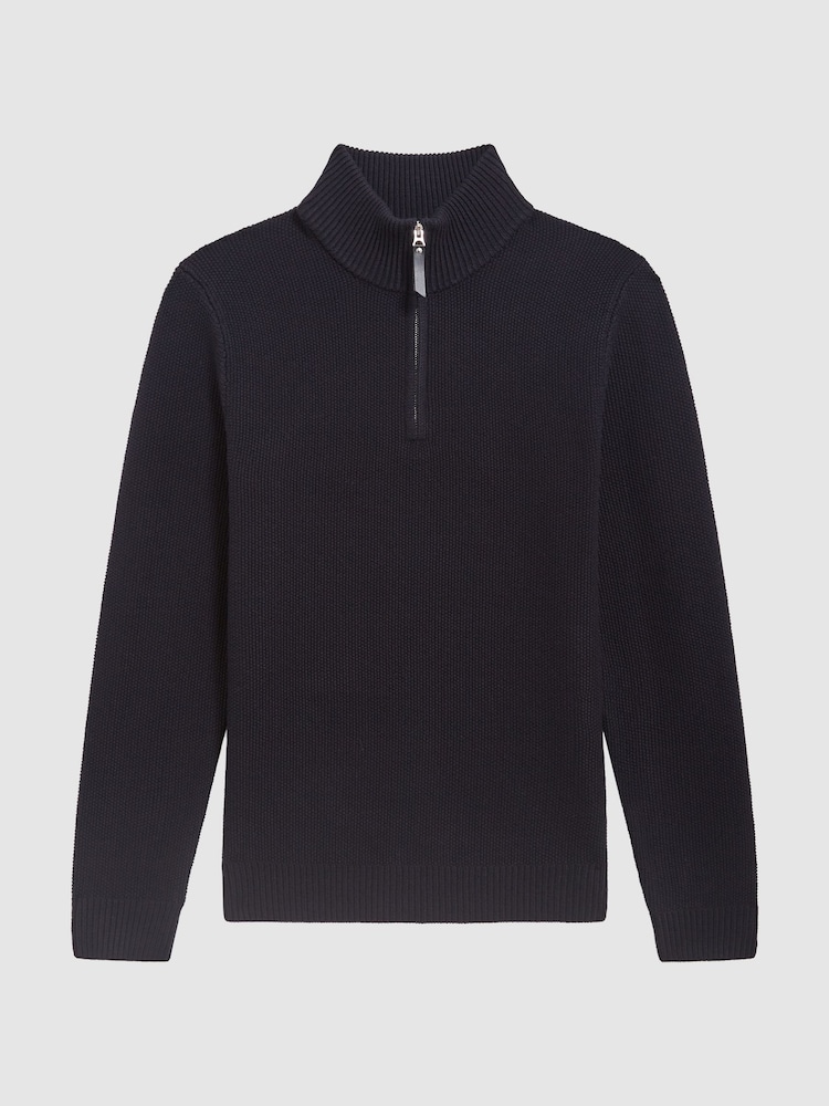 Reiss Navy Lofthouse Half Zip Funnel Neck Jumper - Image 2 of 7