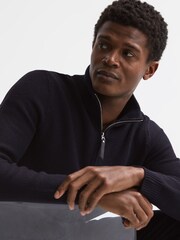 Reiss Navy Lofthouse Half Zip Funnel Neck Jumper - Image 4 of 7
