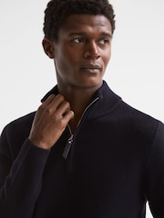 Reiss Navy Lofthouse Half Zip Funnel Neck Jumper - Image 7 of 7