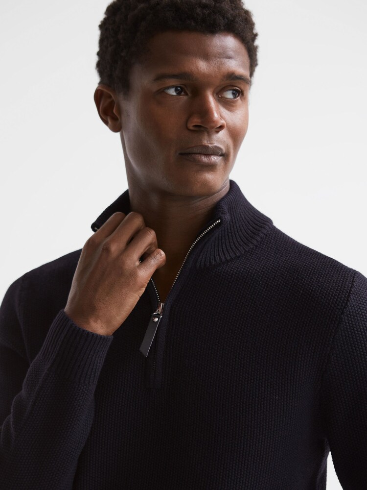 Reiss Navy Lofthouse Half Zip Funnel Neck Jumper - Image 7 of 7