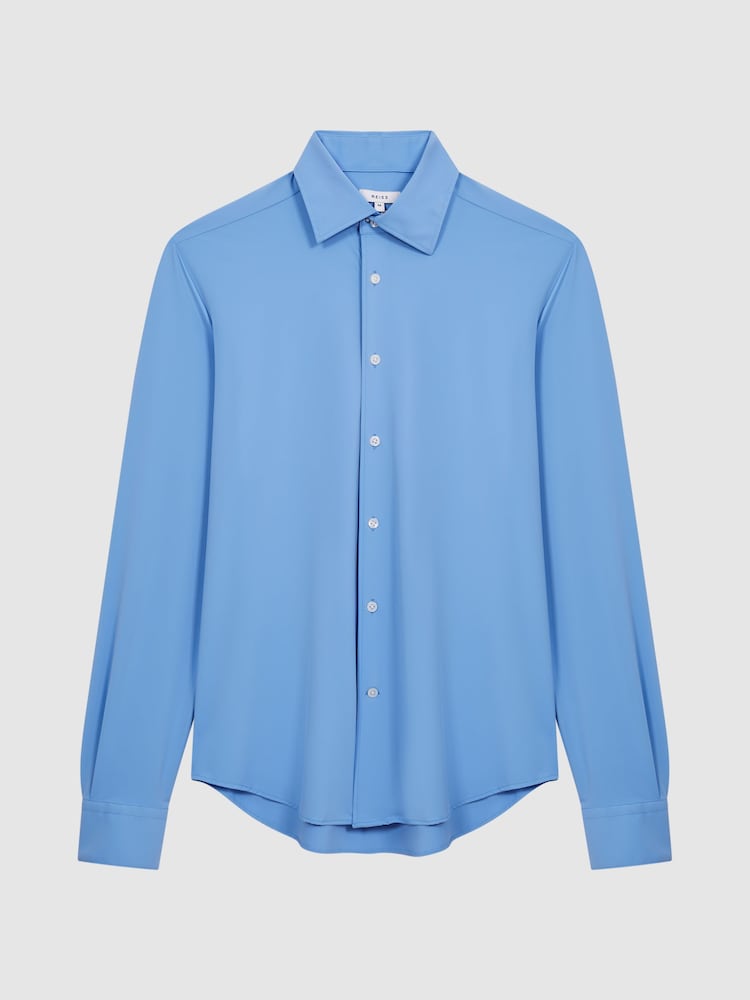Reiss Soft Blue Voyager Regular Fit Travel Shirt - Image 2 of 6