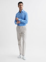 Reiss Soft Blue Voyager Regular Fit Travel Shirt - Image 3 of 6