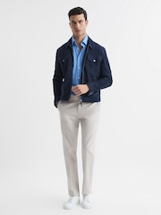 Reiss Soft Blue Voyager Regular Fit Travel Shirt - Image 6 of 6