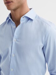 Reiss Blue Stripe Remote Bengal Striped Cotton Slim Fit Shirt - Image 4 of 5
