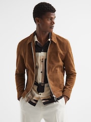 Reiss Tobacco Riley Suede Zip-Through Jacket - Image 7 of 7