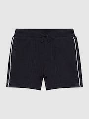 Granatowy - Reiss Dexter Textured Drawstring Shorts - Image 2 of 6