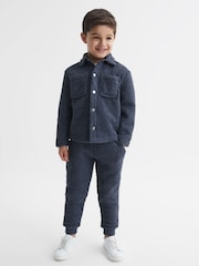 Reiss Blue Edward Senior Boucle Drawstring Joggers - Image 1 of 6