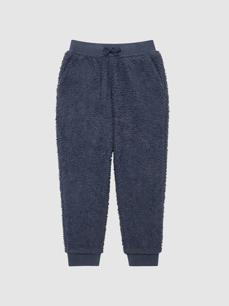 Reiss Blue Edward Senior Boucle Drawstring Joggers - Image 2 of 6
