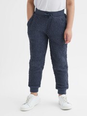 Reiss Blue Edward Senior Boucle Drawstring Joggers - Image 3 of 6