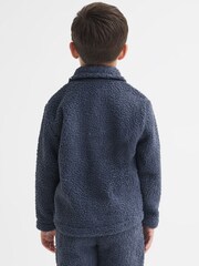 Reiss Blue Cruz Senior Bouclé Press Stud Overshirt - Image 5 of 6