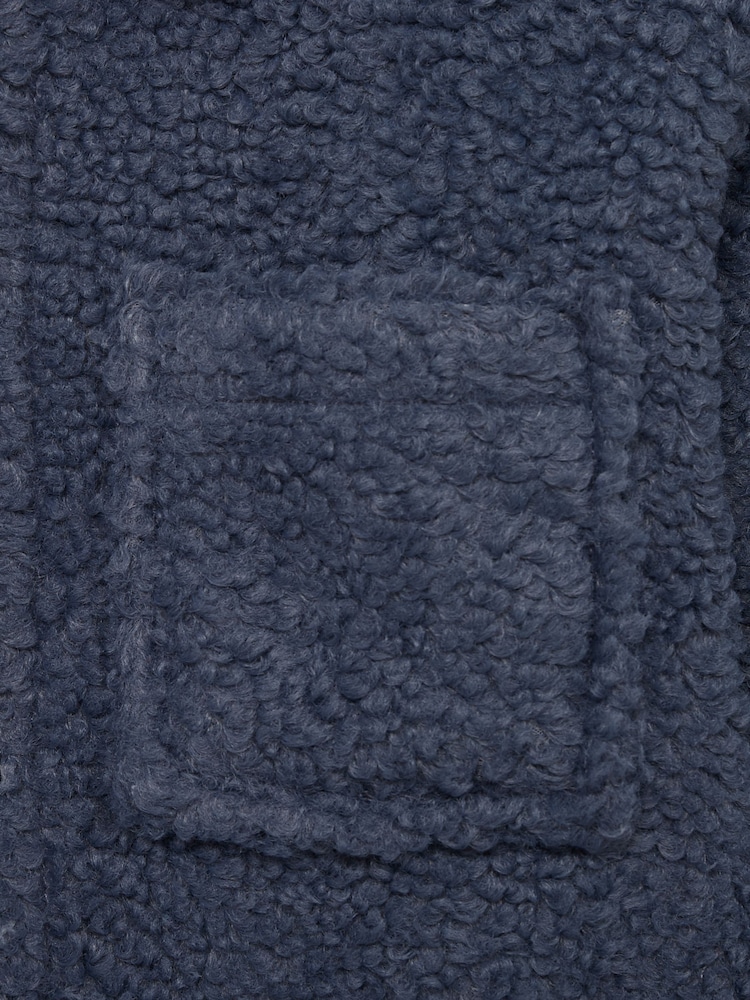 Reiss Blue Cruz Senior Bouclé Press Stud Overshirt - Image 6 of 6