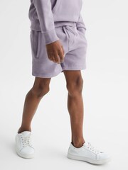 Reiss Lilac Henry Drawstring Jersey Shorts - Image 1 of 6