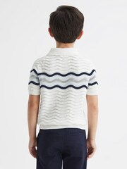 Reiss Optic White Cole Junior Half-Zip Textured T-Shirt - Image 5 of 6