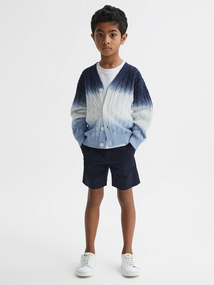 Reiss Blue Cosmo 9-12 yrs Ombre Cable Knit Cardigan - Image 1 of 6
