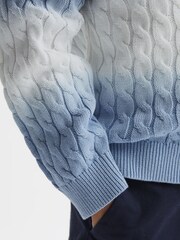 Reiss Blue Cosmo 9-12 yrs Ombre Cable Knit Cardigan - Image 4 of 6