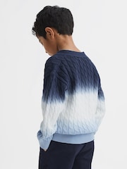 Reiss Blue Cosmo 9-12 yrs Ombre Cable Knit Cardigan - Image 5 of 6