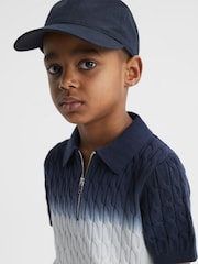 Reiss Blue Micah Junior Ombre Half Zip Polo T-Shirt - Image 4 of 5