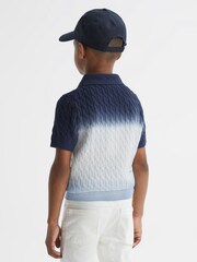 Reiss Blue Micah Junior Ombre Half Zip Polo T-Shirt - Image 5 of 5