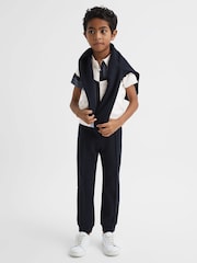 Reiss Optic White Chapel Slim Fit Short Sleeve Half Zip Polo Shirt - Image 1 of 6