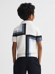 Reiss Optic White Chapel Slim Fit Short Sleeve Half Zip Polo Shirt - Image 5 of 6