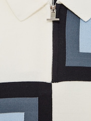 Reiss Optic White Chapel Slim Fit Short Sleeve Half Zip Polo Shirt - Image 6 of 6
