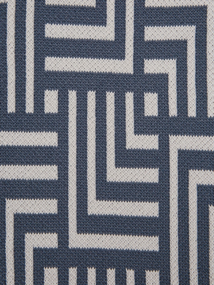 Reiss Airforce Blue Milo Senior Abstract Printed Cuban Collar Shirt - Image 7 of 7 Reiss Airforce Blue Milo Senior Abstract Printed Cuban Collar Shirt - Image 7 of 7