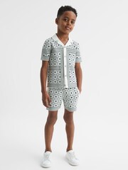 Reiss Sage Charmer Senior Abstract Printed Cuban Collar Shirt - Image 1 of 6