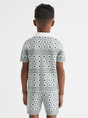 Reiss Sage Charmer Senior Abstract Printed Cuban Collar Shirt - Image 5 of 6