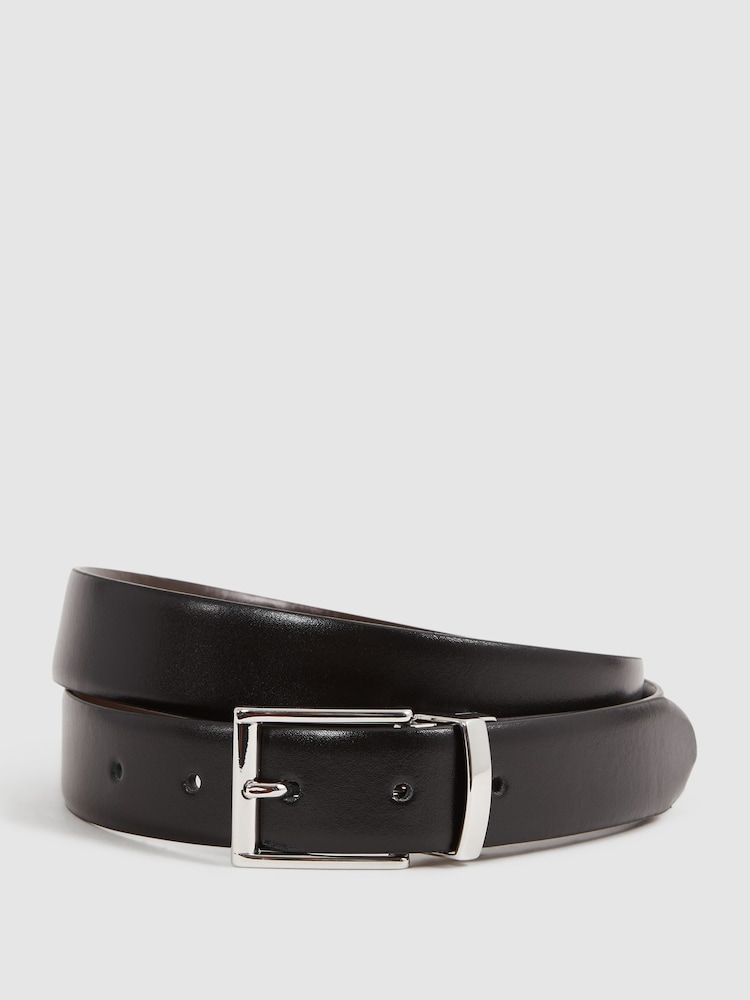 Reiss Black/Dark Brown Ricky Reversible Leather Belt - Image 1 of 5