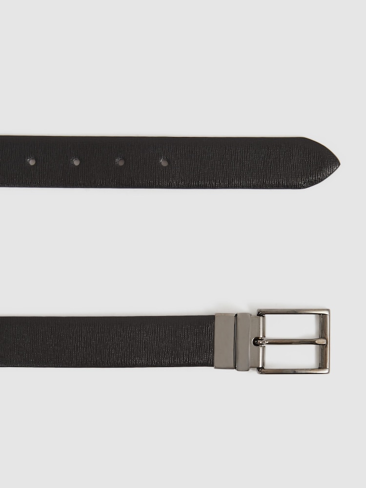 Reiss Black/Dark Brown Ricky Reversible Leather Belt - Image 4 of 4