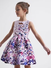 Reiss Lilac Heidi Senior Printed Cut-Out Dress - Image 3 of 6