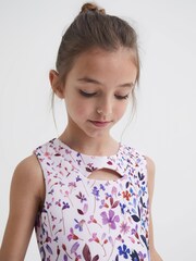 Reiss Lilac Heidi Senior Printed Cut-Out Dress - Image 4 of 6