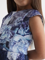 Reiss Blue Keri 4-9 yrs Floral Printed Scuba Dress - Image 4 of 6
