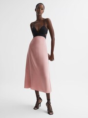 Reiss Pink Cara Strappy Cut-Out Midi Dress - Image 1 of 5