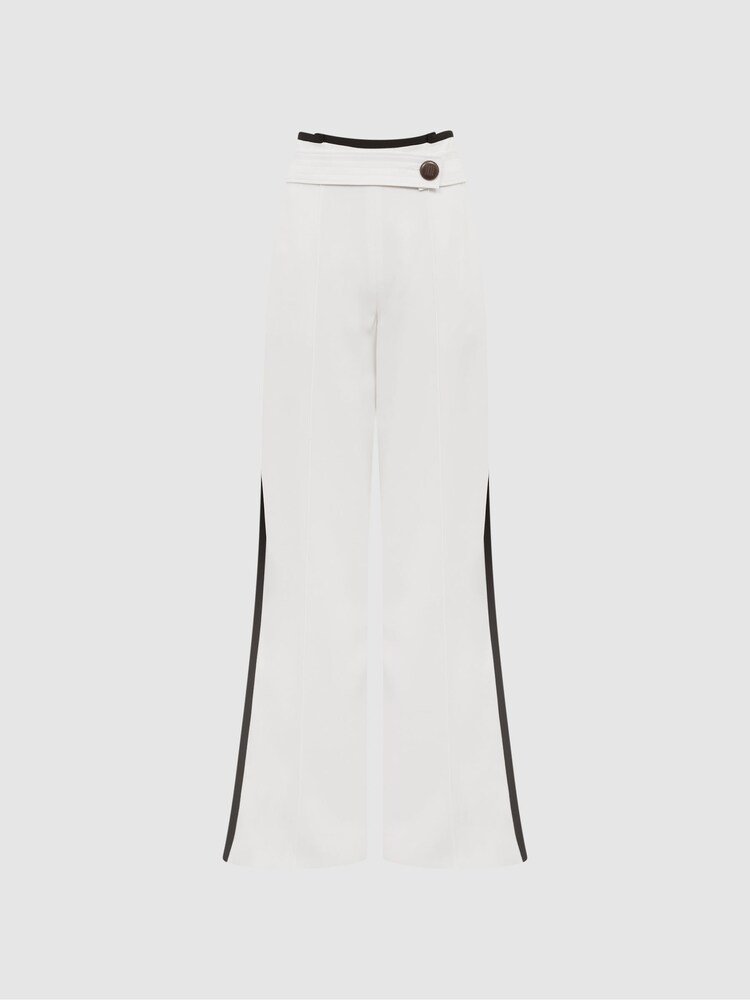 Reiss Cream Lina High Rise Wide Leg Trousers - Image 2 of 7