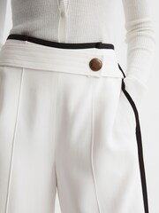 Reiss Cream Lina High Rise Wide Leg Trousers - Image 4 of 7
