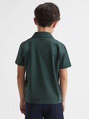 Reiss Pine Green Caspa Cotton Jersey Buttoned Shirt - Image 5 of 7