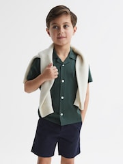 Reiss Pine Green Caspa Cotton Jersey Buttoned Shirt - Image 6 of 7
