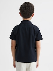 Reiss Navy Caspa Cotton Jersey Buttoned Shirt - Image 3 of 5