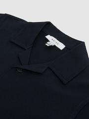Reiss Navy Caspa Cotton Jersey Buttoned Shirt - Image 4 of 5
