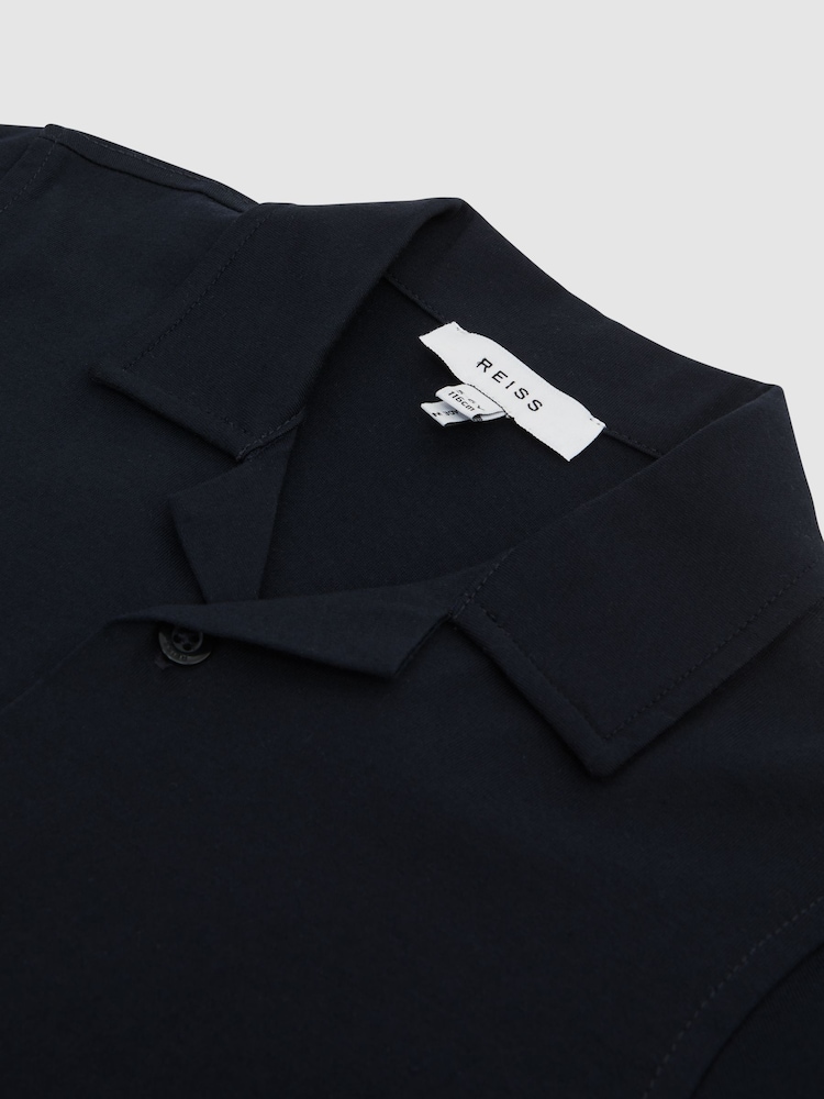 Reiss Navy Caspa Cotton Jersey Buttoned Shirt - Image 6 of 6