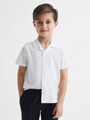 Reiss White Caspa Cotton Jersey Buttoned Shirt - Image 3 of 6