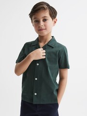 Reiss Pine Green Caspa Cotton Jersey Buttoned Shirt - Image 1 of 7