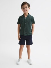 Reiss Pine Green Caspa Cotton Jersey Buttoned Shirt - Image 3 of 7