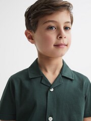 Reiss Pine Green Caspa Cotton Jersey Buttoned Shirt - Image 4 of 7