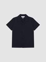 Reiss Navy Caspa Cotton Jersey Buttoned Shirt - Image 2 of 6