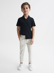 Reiss Navy Caspa Cotton Jersey Buttoned Shirt - Image 3 of 6