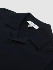 Reiss Navy Caspa Cotton Jersey Buttoned Shirt - Image 6 of 6